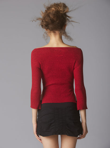 UNIF Off The Shoulder Quarter Sleeve Top In Red