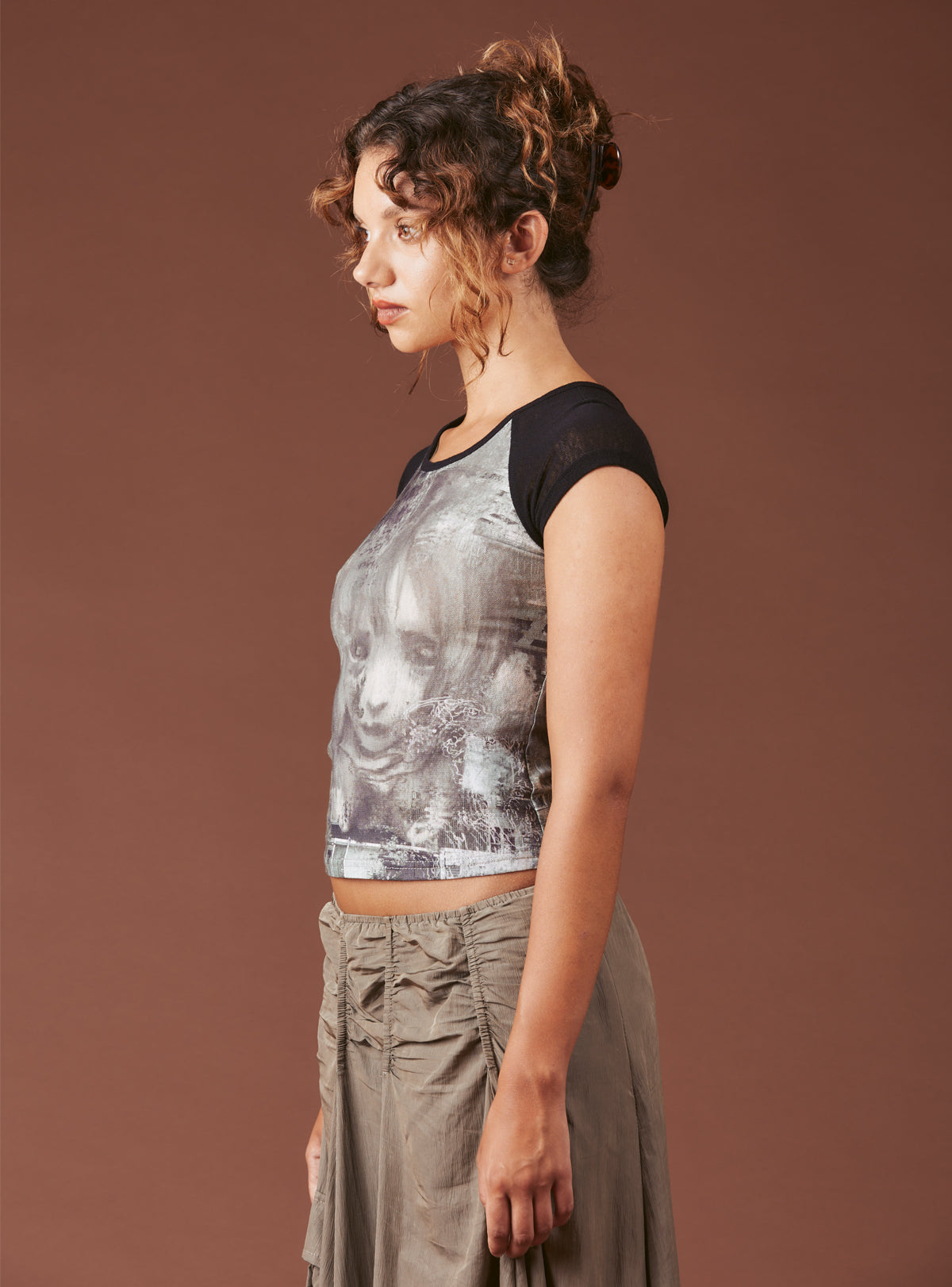 UNIF Graphic T-Shirt With Cap Sleeves