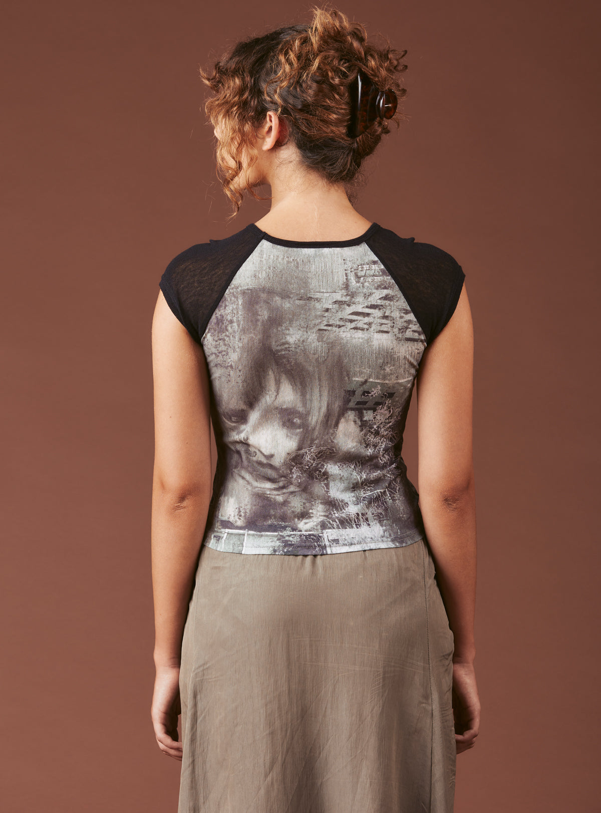 UNIF Graphic T-Shirt With Cap Sleeves