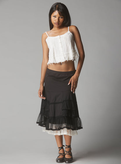 UNIF White Crop Top With Raw Hem
