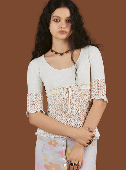 UNIF Crochet Knit Top In Off
