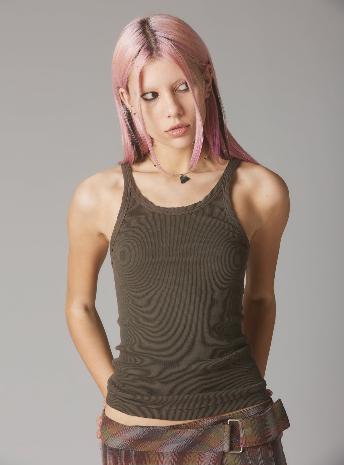 UNIF Staple Rib Tank Charcoal