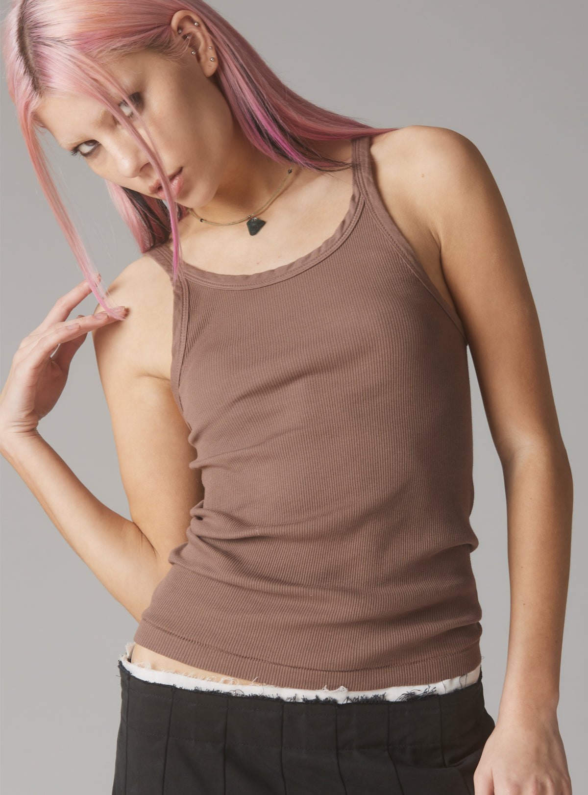 UNIF Staple Rib Tank Mauve