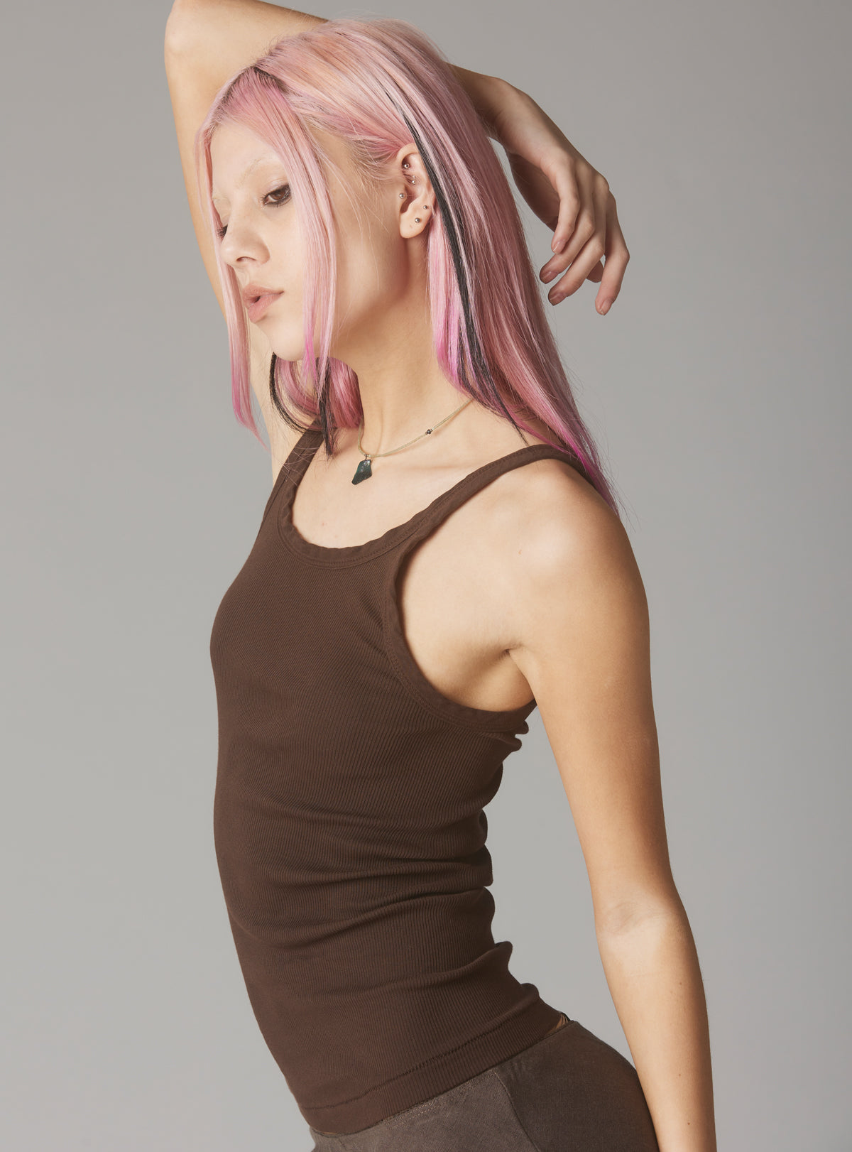 UNIF Staple Rib Tank Dark Brown