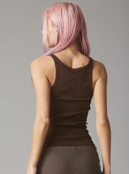 UNIF Staple Rib Tank Dark Brown