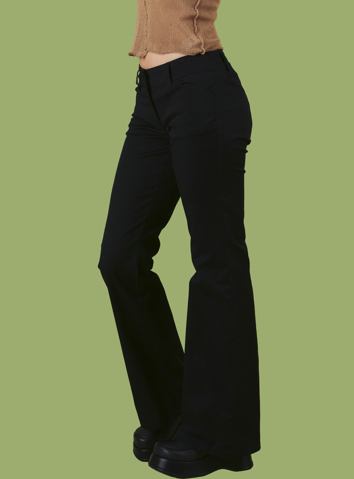 UNIF Black Low-Rise Bootcut Pant