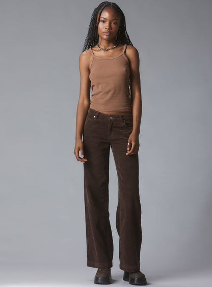 UNIF Wide Leg Corduroy Pants In Brown