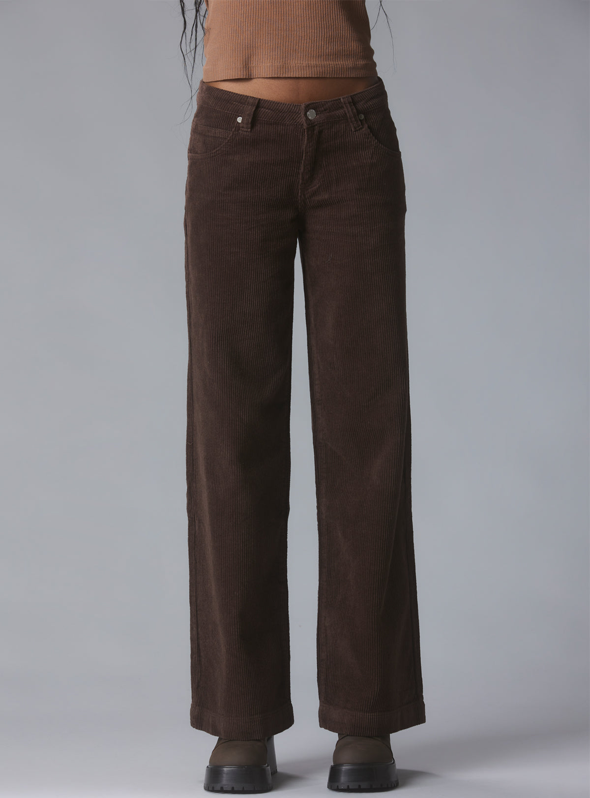 UNIF Wide Leg Corduroy Pants In Brown