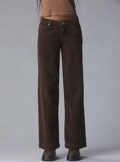 UNIF Wide Leg Corduroy Pants In Brown