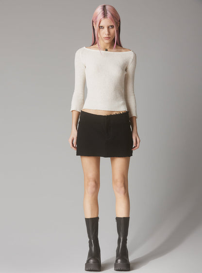 UNIF Wool Mini Skirt With Raw Edges