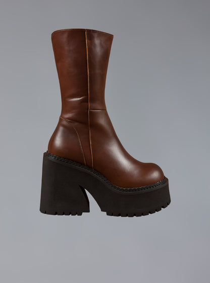 UNIF Brown Leather Platform Boot