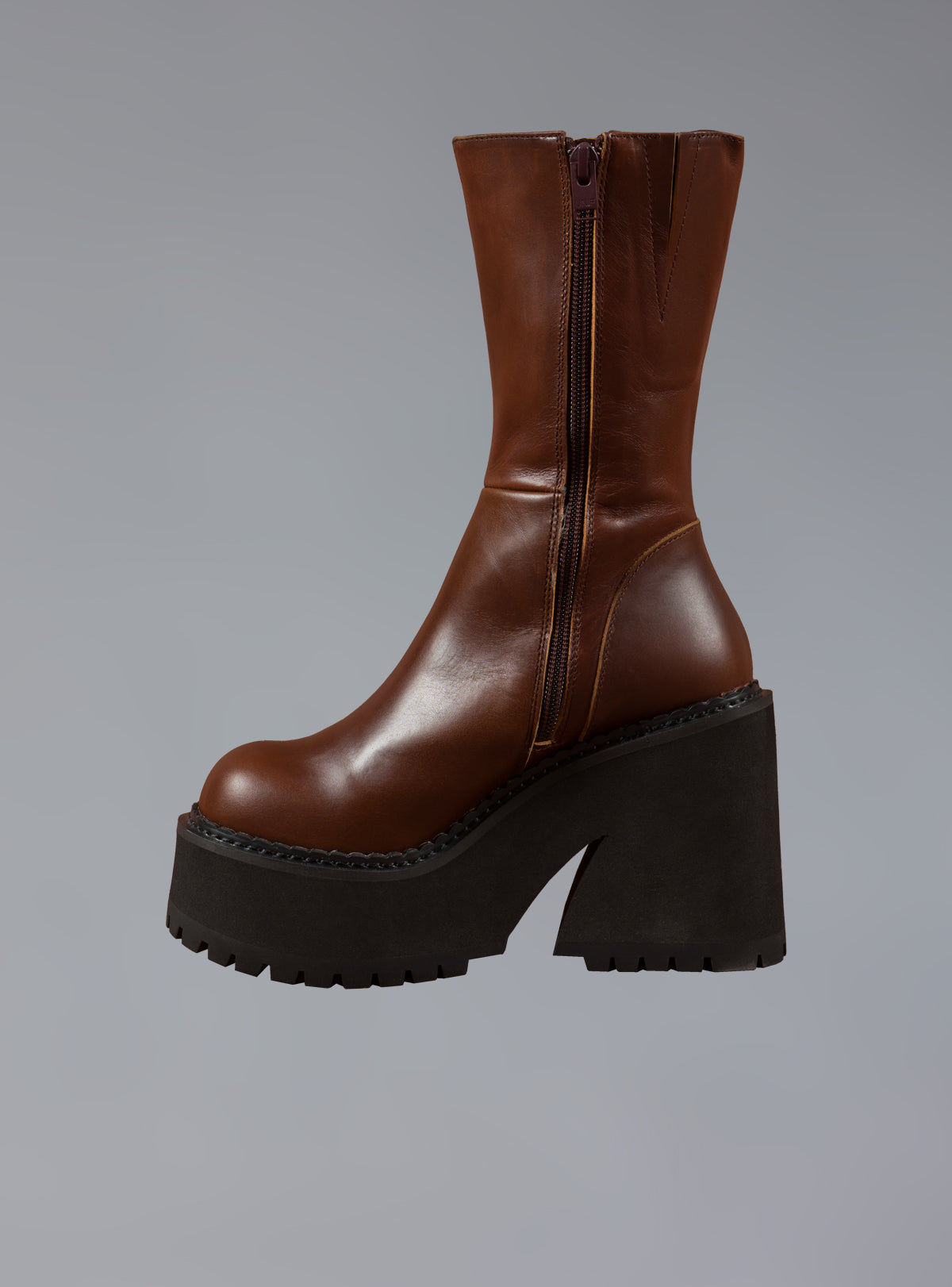 UNIF Brown Leather Platform Boot