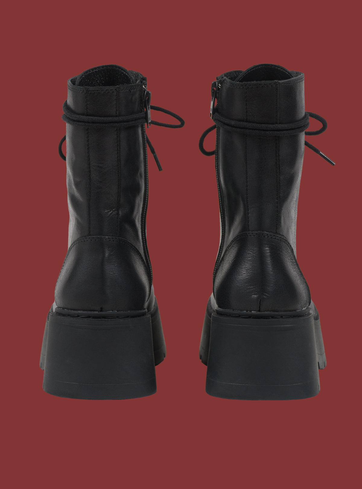 UNIF Black Platform Lace-Up Combat Boot