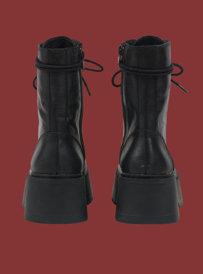 UNIF Black Platform Lace-Up Combat Boot