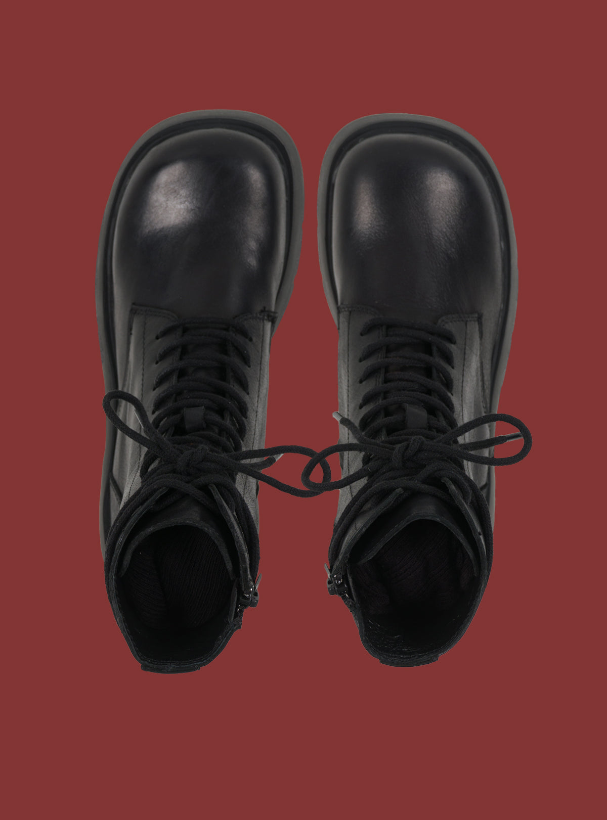 UNIF Black Platform Lace-Up Combat Boot