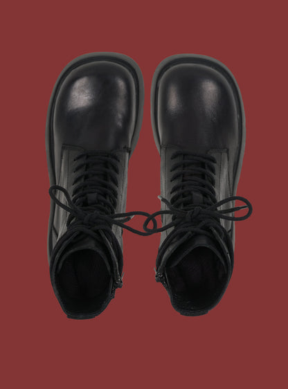UNIF Black Platform Lace-Up Combat Boot