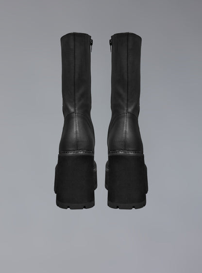 UNIF Black Leather Platform Boot