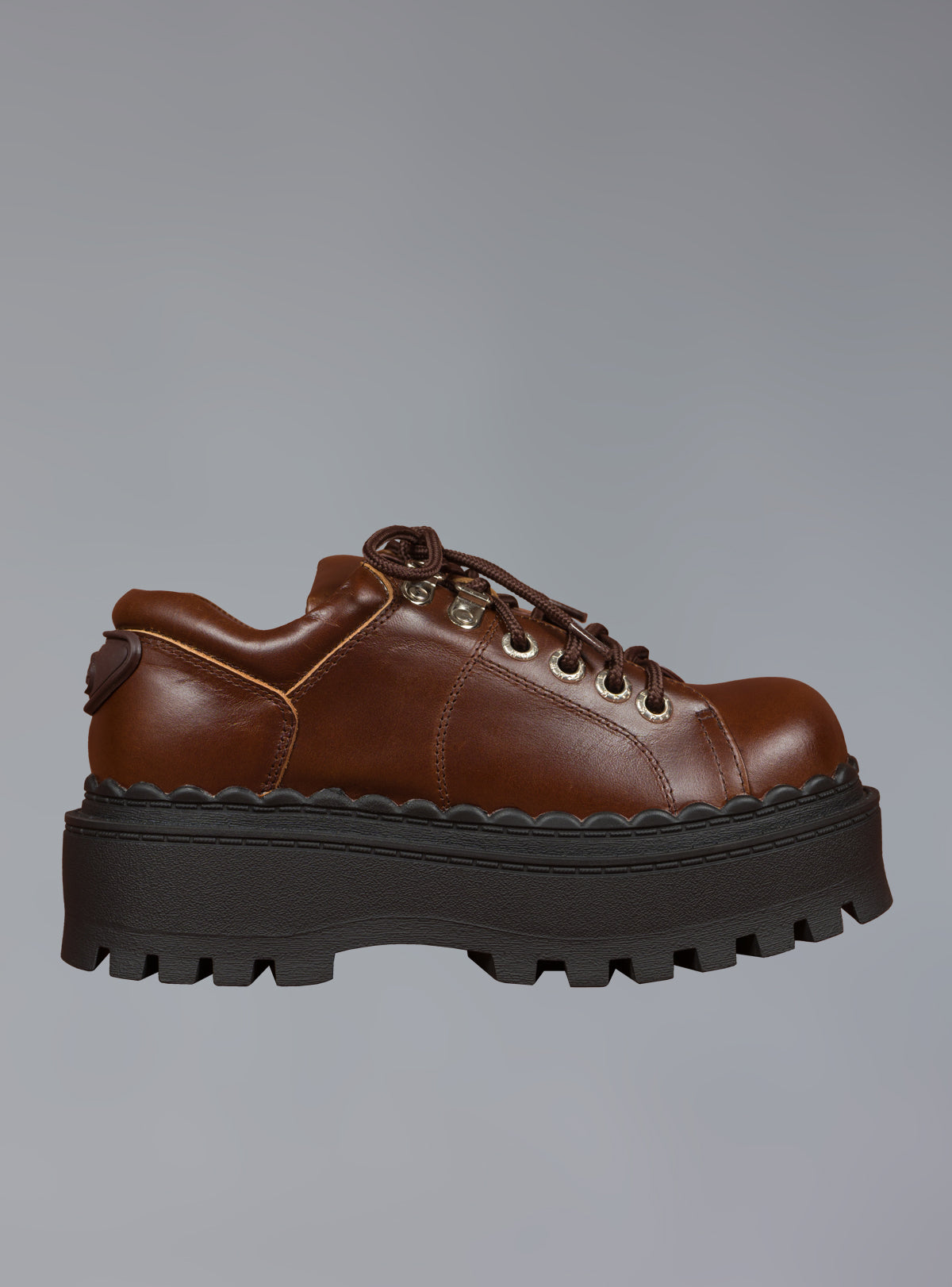 UNIF Low Top Leather Chunky Platform Boot in Brown