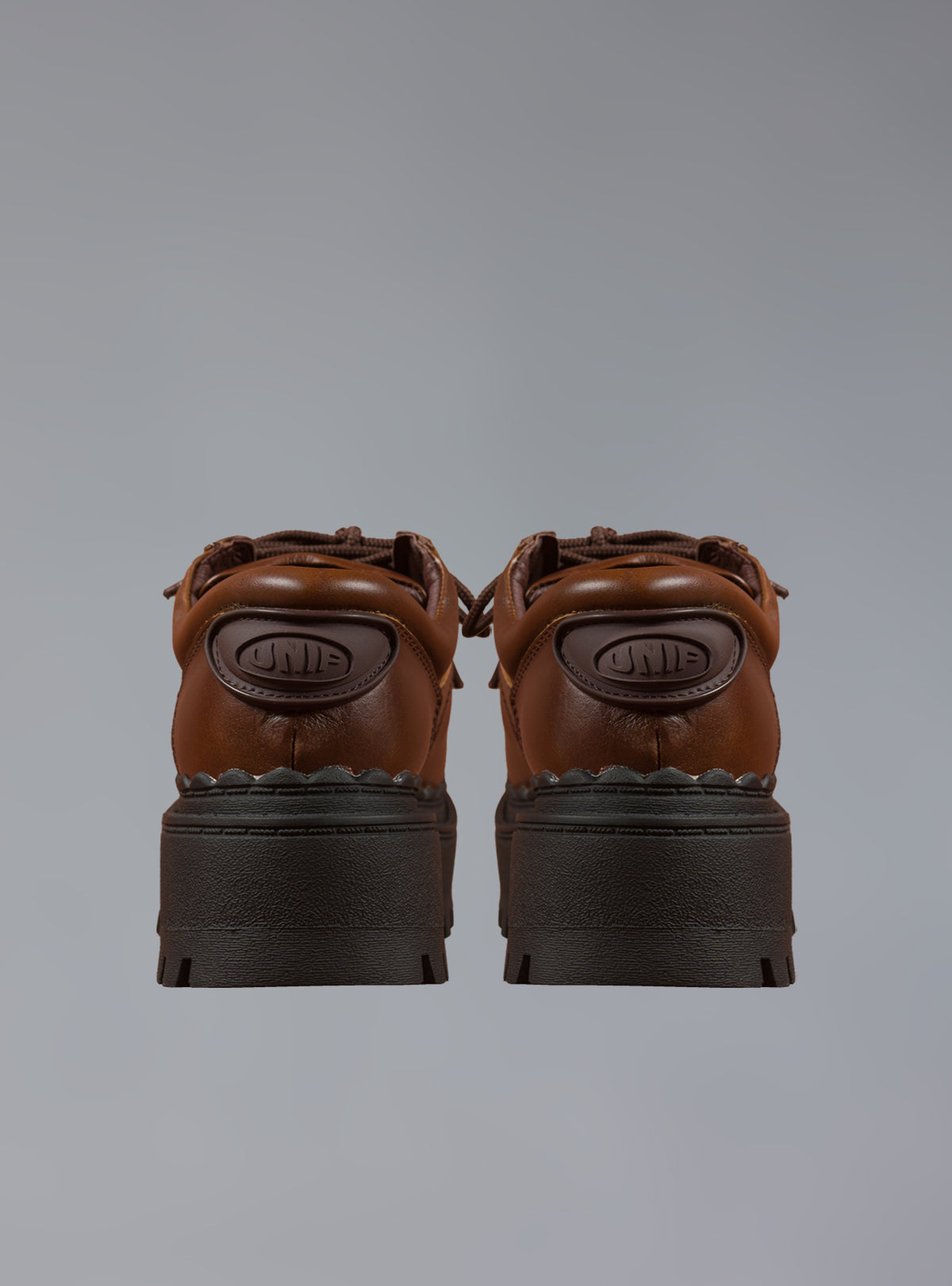 UNIF Low Top Leather Chunky Platform Boot in Brown