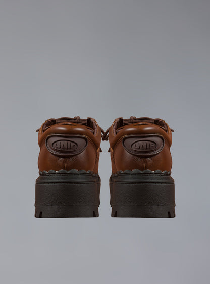 UNIF Low Top Leather Chunky Platform Boot in Brown