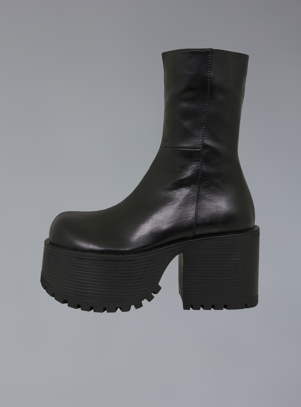 UNIF Stacked Platform Leather Boot With Heel