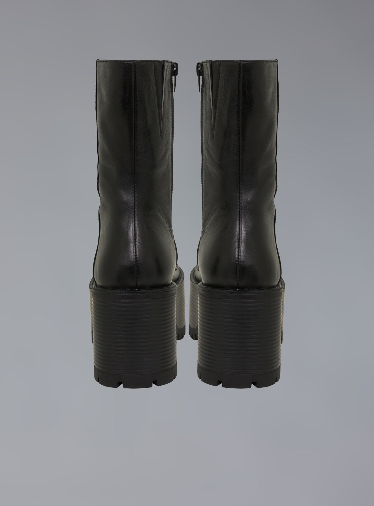 UNIF Stacked Platform Leather Boot With Heel