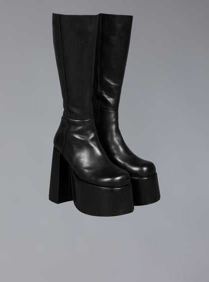 UNIF Stacked Leather Platform Boot With High Heel