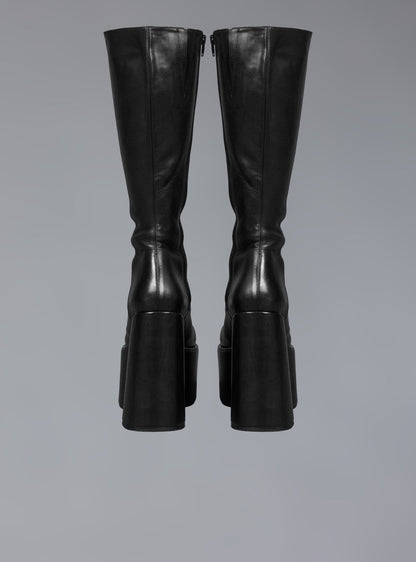 UNIF Stacked Leather Platform Boot With High Heel