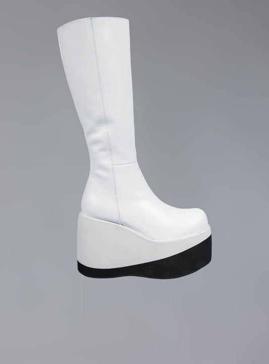 UNIF Stacked Leather Platform Knee High Boot