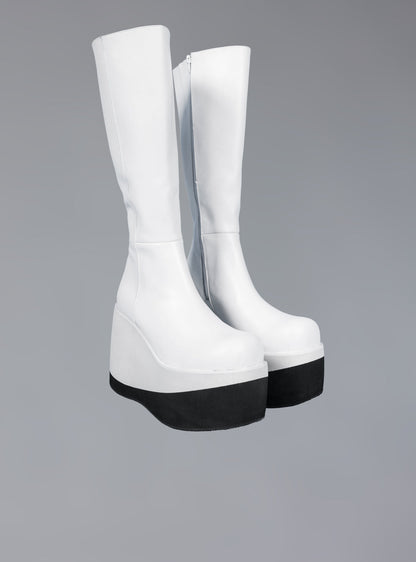 UNIF Stacked Leather Platform Knee High Boot
