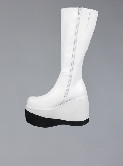 UNIF Stacked Leather Platform Knee High Boot