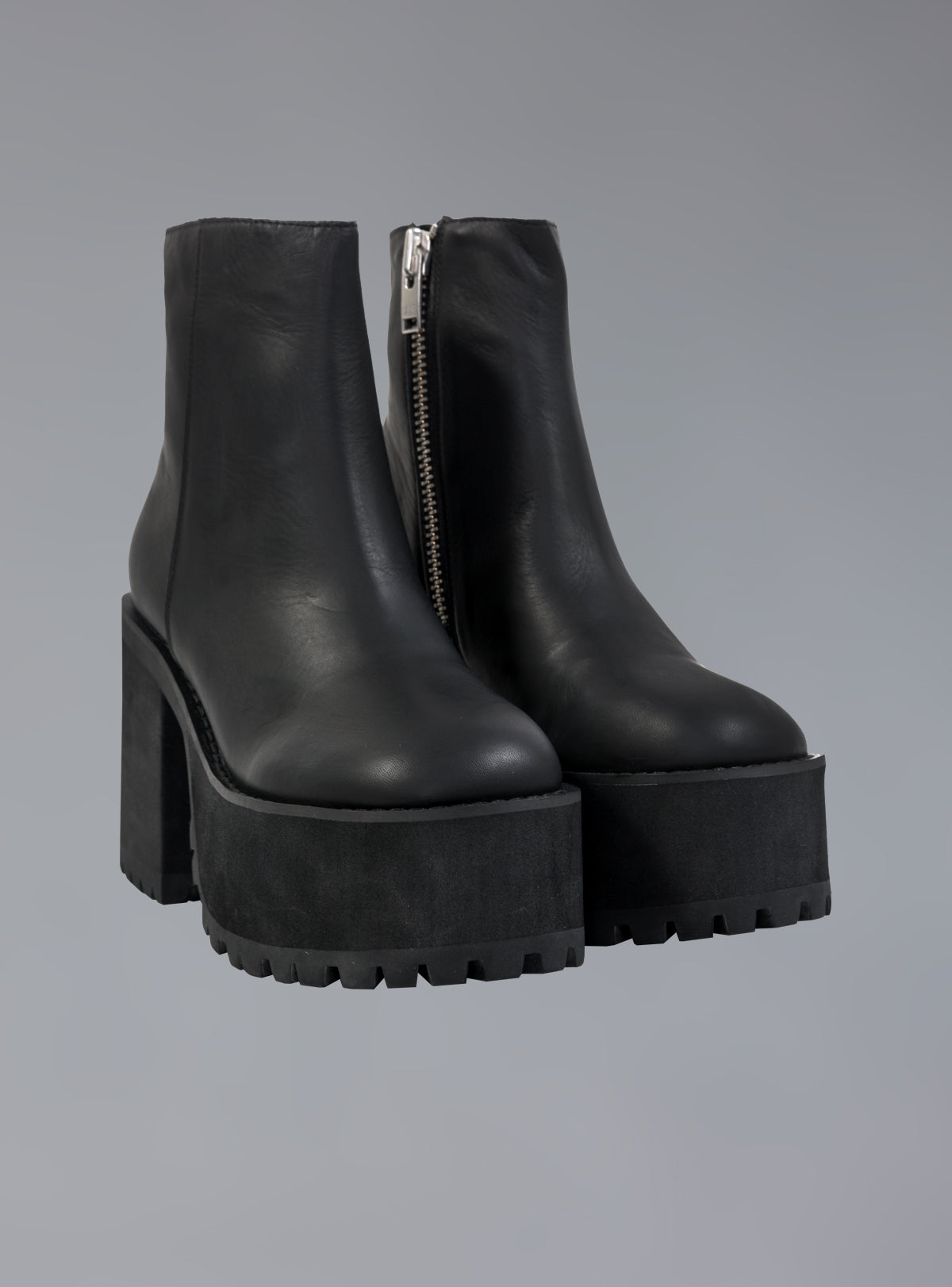 UNIF Platform Leather Ankle Boot With Heel