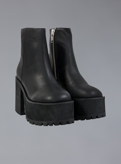 UNIF Platform Leather Ankle Boot With Heel