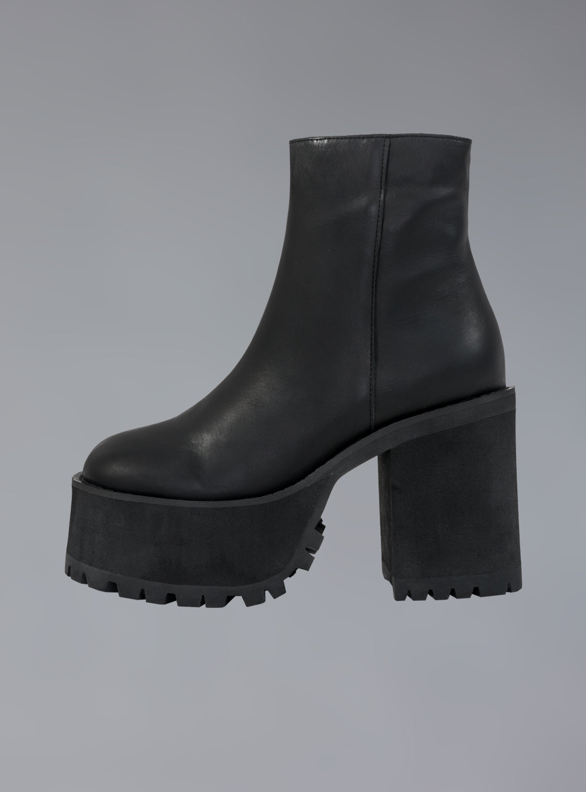 UNIF Platform Leather Ankle Boot With Heel