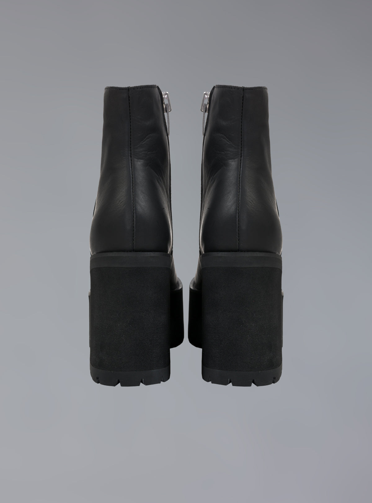 UNIF Platform Leather Ankle Boot With Heel