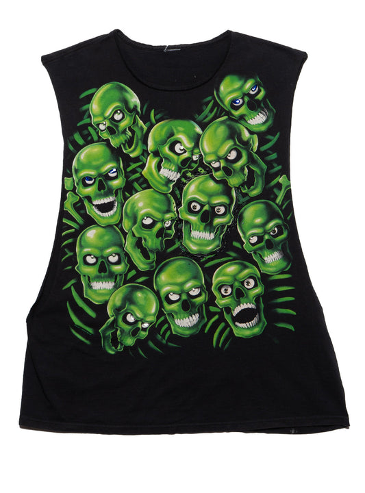 UNIF Vintage Liquid Blue Skulls Sleeveless Tee