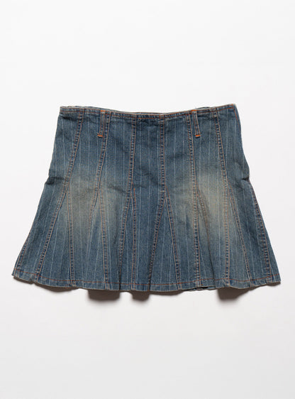 UNIF Vintage Starwear Y2K Denim Pinstriped Miniskirt