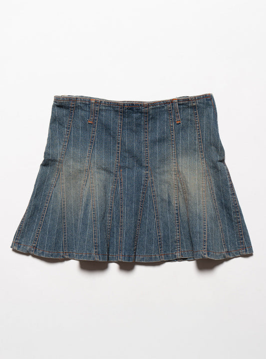 UNIF Vintage Starwear Y2K Denim Pinstriped Miniskirt