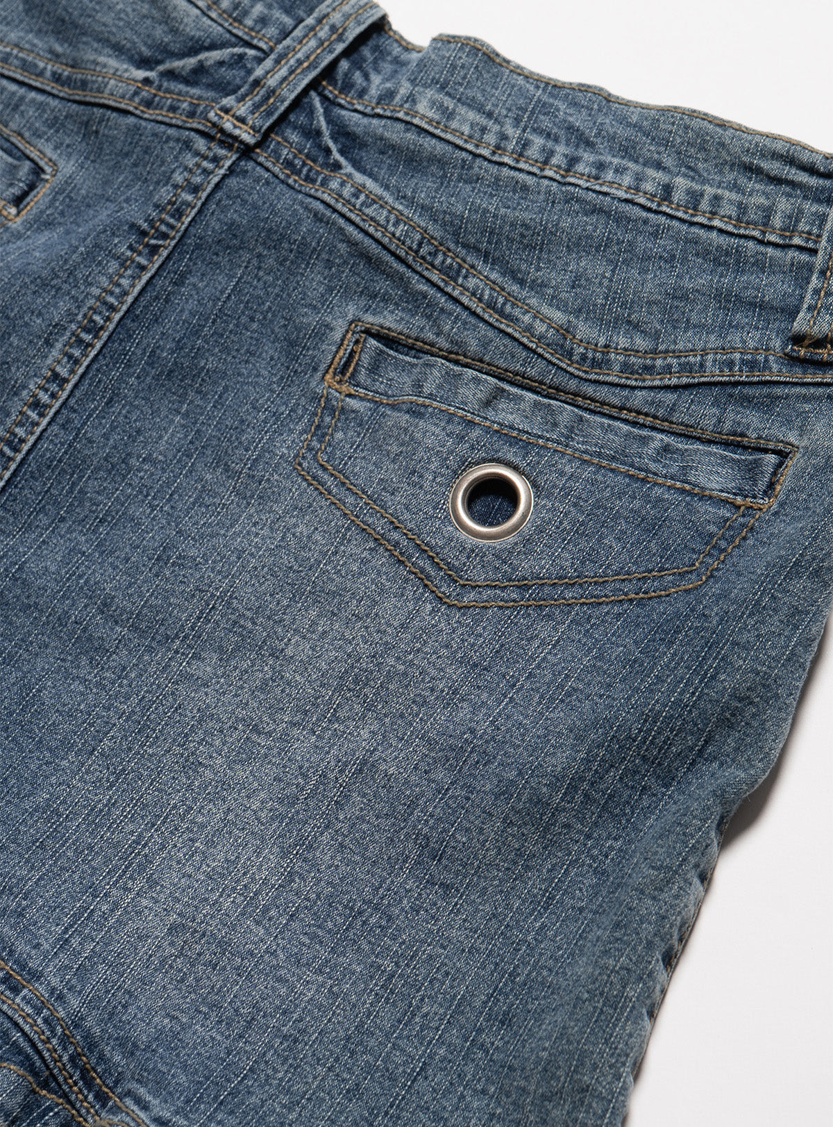 UNIF Vintage Vanilla Star Denim Pleated Mini Skirt