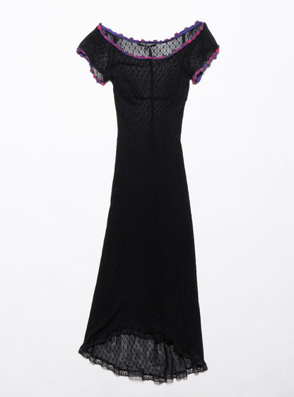 UNIF Vintage Betsy Johnson Lace Dress With Purple Trim