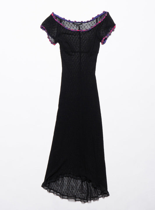 UNIF Vintage Betsy Johnson Lace Dress With Purple Trim