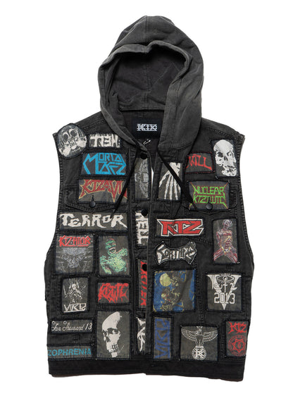 UNIF Vintage KTZ Crust Denim Vest With Hood
