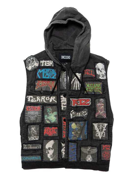 UNIF Vintage KTZ Crust Denim Vest With Hood