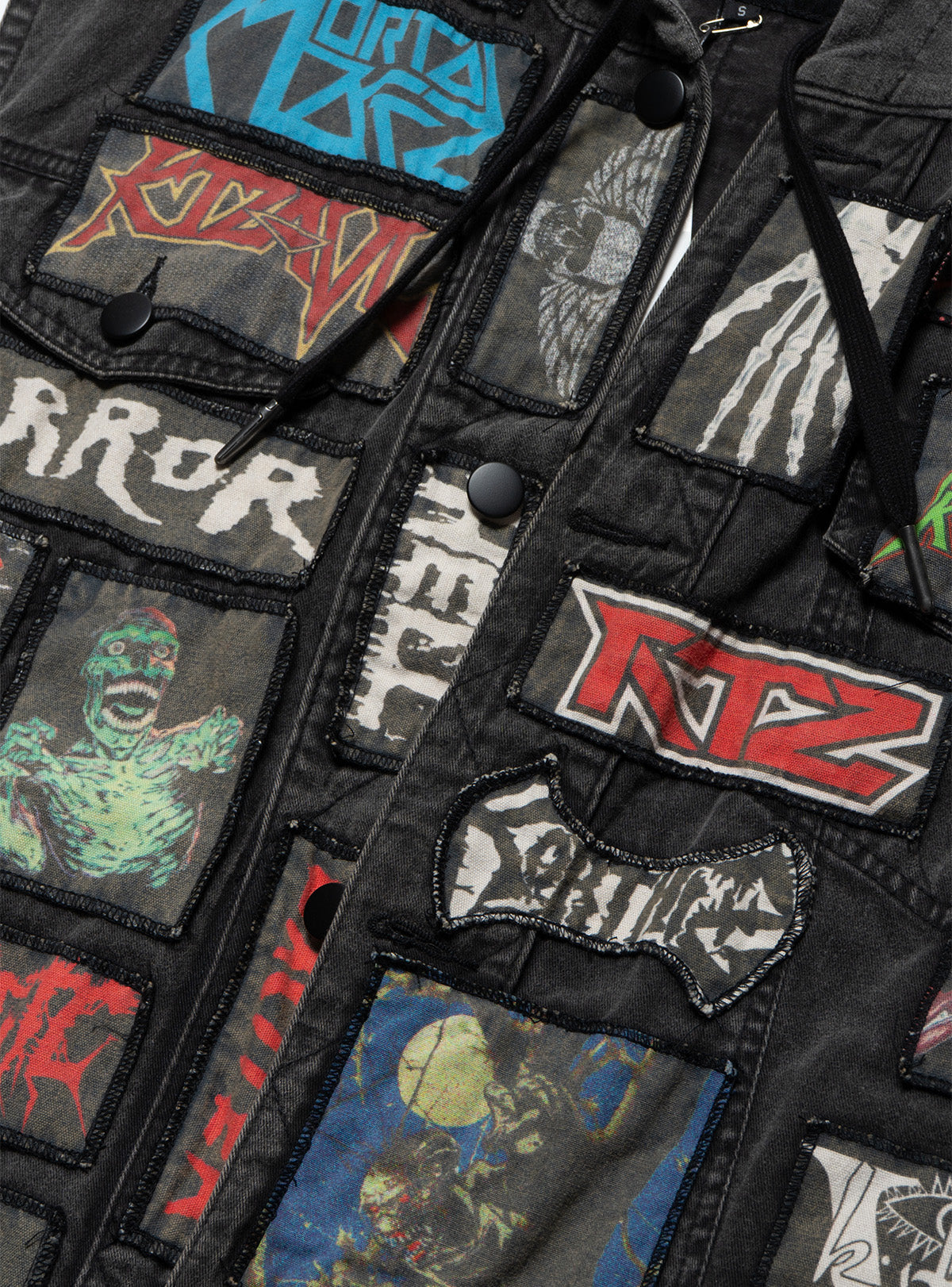 UNIF Vintage KTZ Crust Denim Vest With Hood