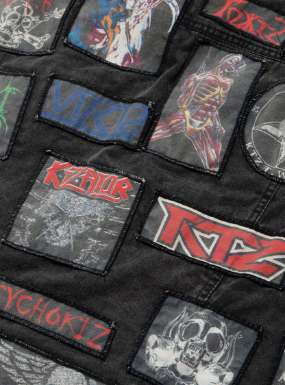 UNIF Vintage KTZ Crust Denim Vest With Hood