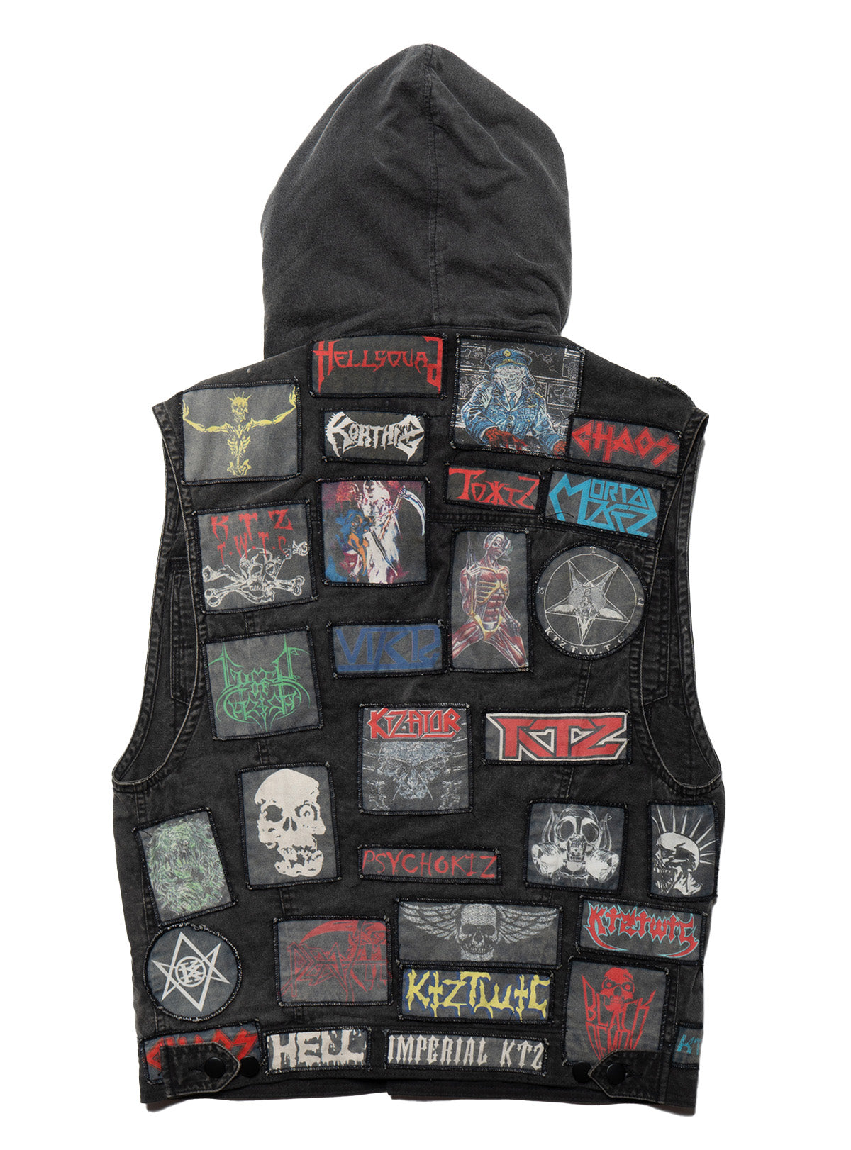 UNIF Vintage KTZ Crust Denim Vest With Hood