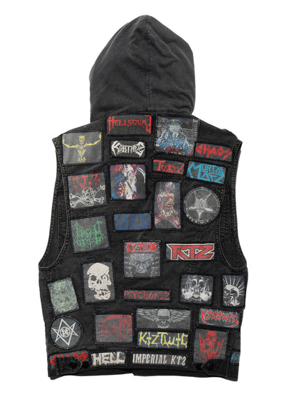 UNIF Vintage KTZ Crust Denim Vest With Hood