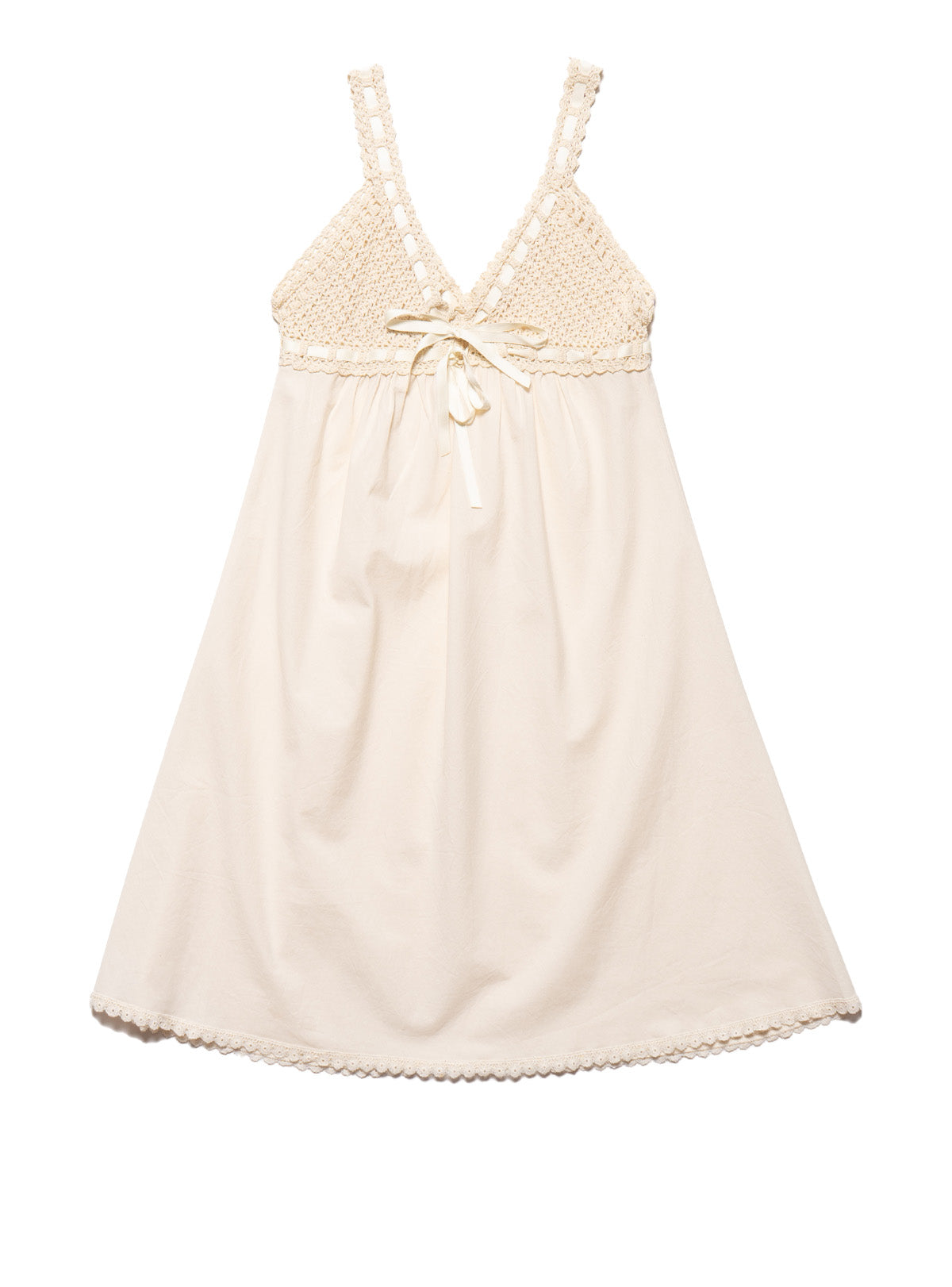 UNIF Vintage Cotton Bodice Crochet Ribbon Midi Dress