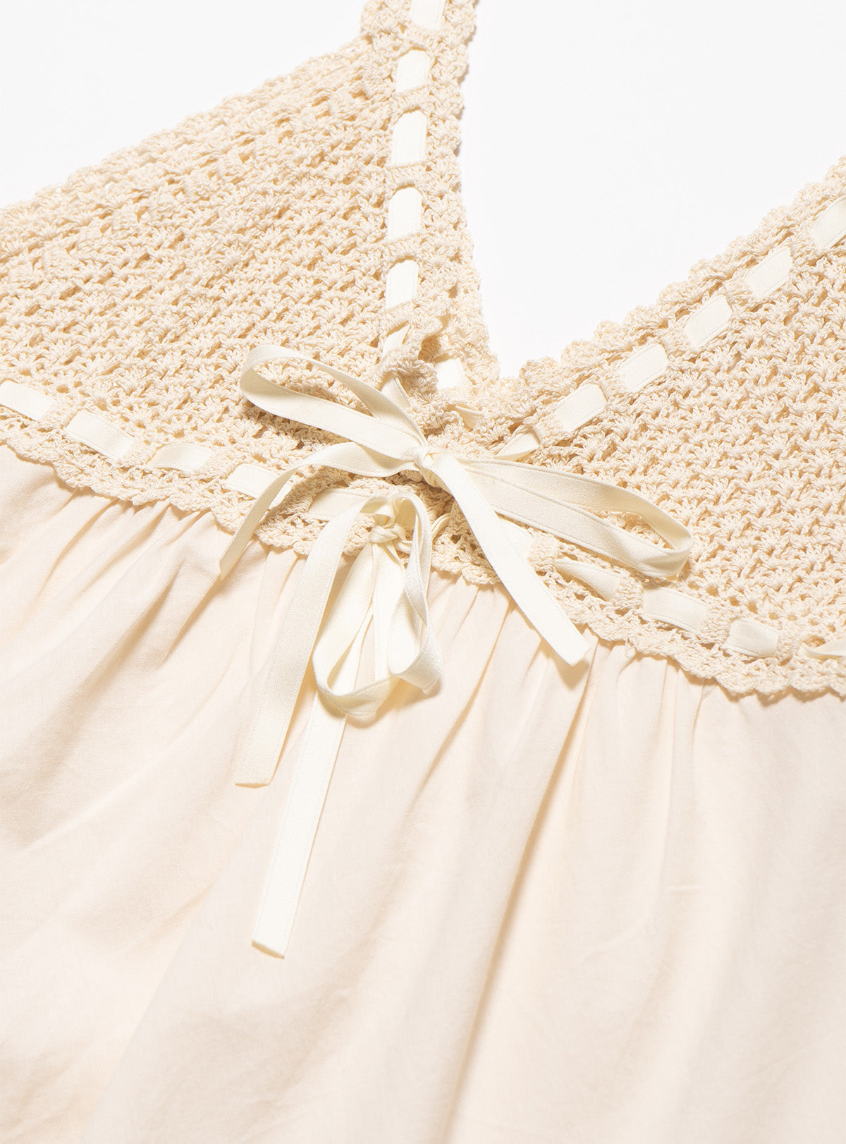 UNIF Vintage Cotton Bodice Crochet Ribbon Midi Dress