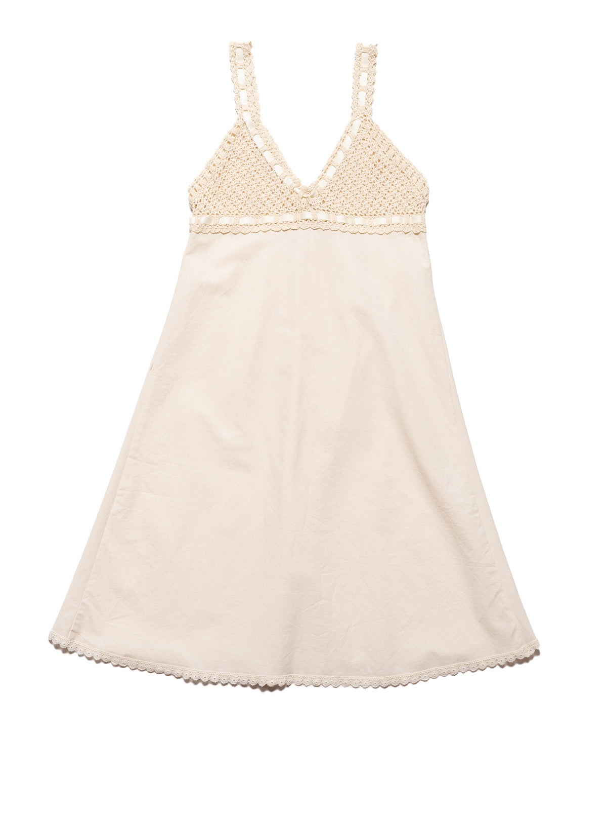 UNIF Vintage Cotton Bodice Crochet Ribbon Midi Dress